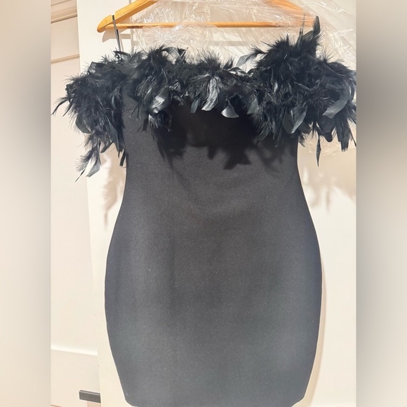 Dresses & Skirts - Black Feather Trim Dress